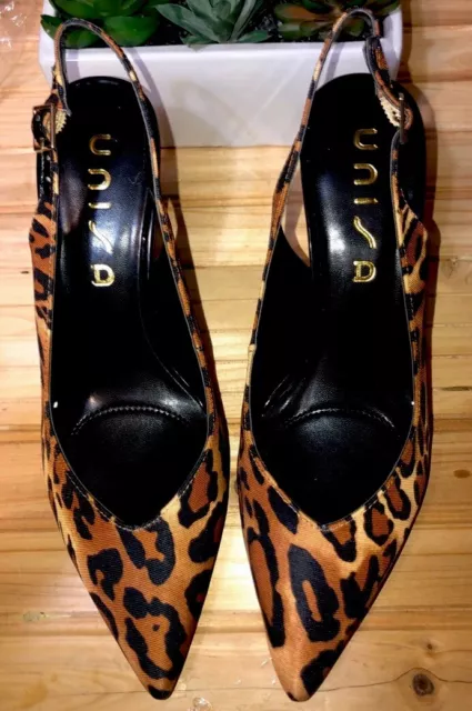 NEW UNISA Women's Unrylo Leopard Print Slingback High Heels Size 8