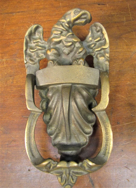 Vtg Antique AMERICAN EAGLE Thick Heavy Bronze / Brass DOOR KNOCKER 6.5” x 3.5”