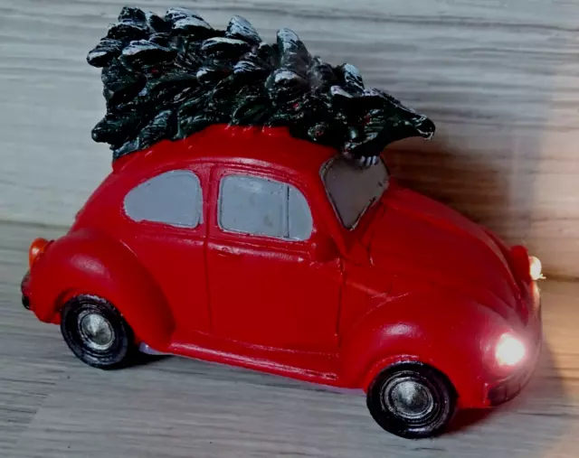 VW KÄFER mit Tannenbaum LED Licht Auto Deko Weihnachten Shabby