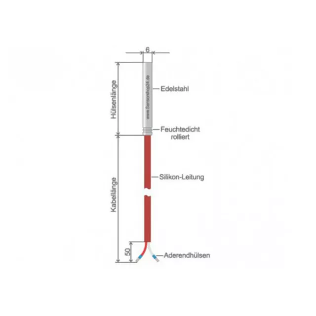 Temperaturfühler PT 500 Speicherfühler Boilerfühler Solar Temperatur Sensor 2