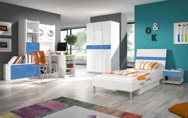 Armario Mueble para Juvenil Mueble de Diseño Dormitorio Juvenil Azul