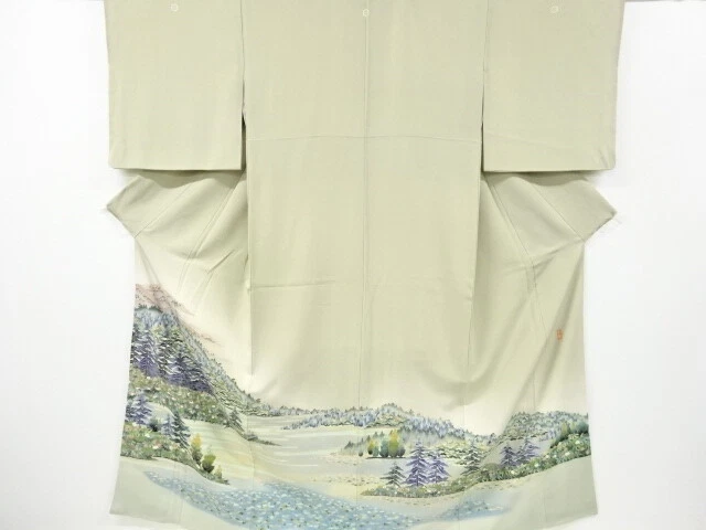 6825327: Japanese Kimono / Vintage Iro-Tomesode / Yuzen / Scenery Of Trees / Art