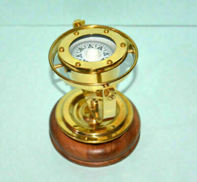 Antique brass nautical gimbal compass vintage ship's binnacle gimballed compass.