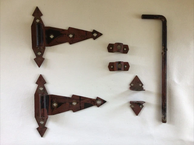 8" Heavy Duty Strap Hinge Tee T Hinges with 12" cane bolt drop rod