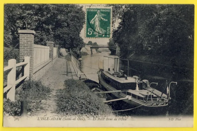 CPA France 95 - L'ISLE ADAM en 1907 (Val d'Oise) Le Petit Bras de l'OISE Bateau