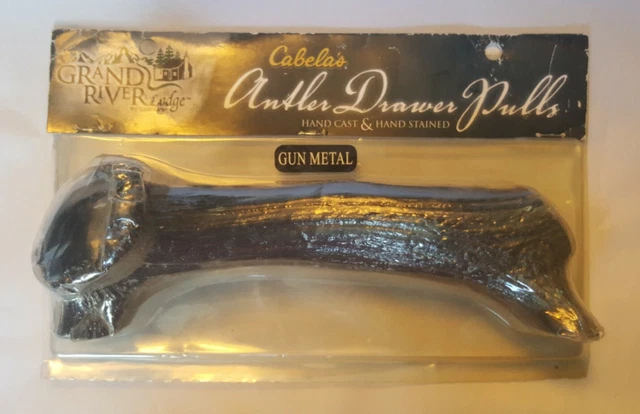 Grand River Lodge Cabela’s 9.5 Antler Cabinet DOOR Drawer Pull Gun Metal (AB2)