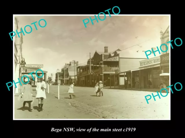 OLD POSTCARD SIZE PHOTO OF BEGA NSW VIEW OF THE MAIN STREET c1919