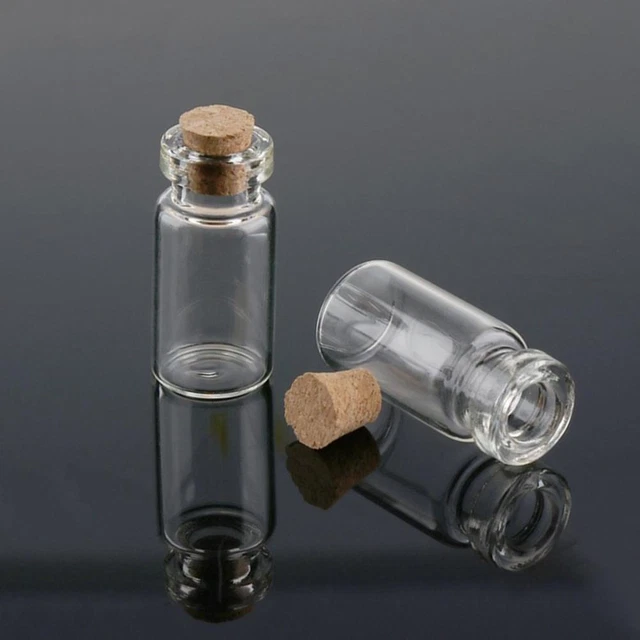 Botellas de vidrio pequeñas de 5 tamaños con tapón de corcho frascos artesanales pequeños contenedores N69C