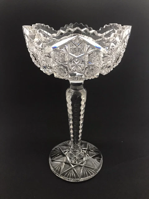 1890s ABP American Brilliant Cut Glass 10” Tall Compote Comport