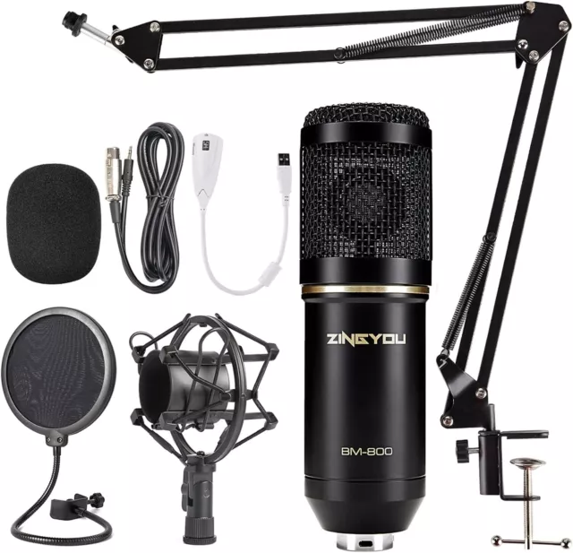 Pro Condenser Microphone With Adjustable Tripod Effect Studio Recording BX27