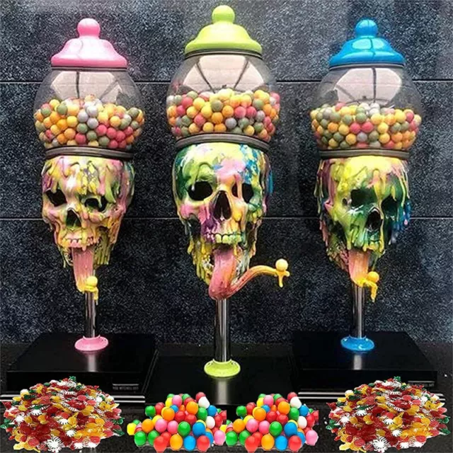 Skull 3D Gumball Machine Bubble Gum Candy Dispenser Ornament Decor Prop Gift