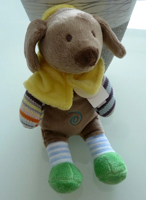 W8. DOUDOU PELUCHE  HAPPY HORSE DANI LE CHIEN lapin JAUNE VERT CAPUCHE - NEUF
