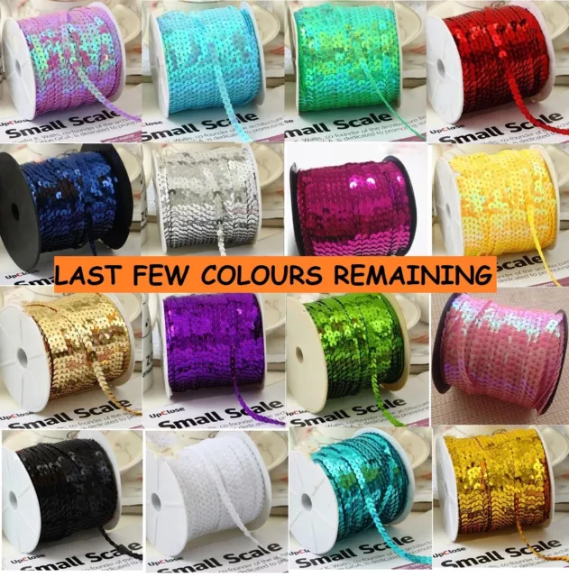 6mm Sequin Trim 2M, 5M 10M String Round Sequins Sewing Craft Dance 1113