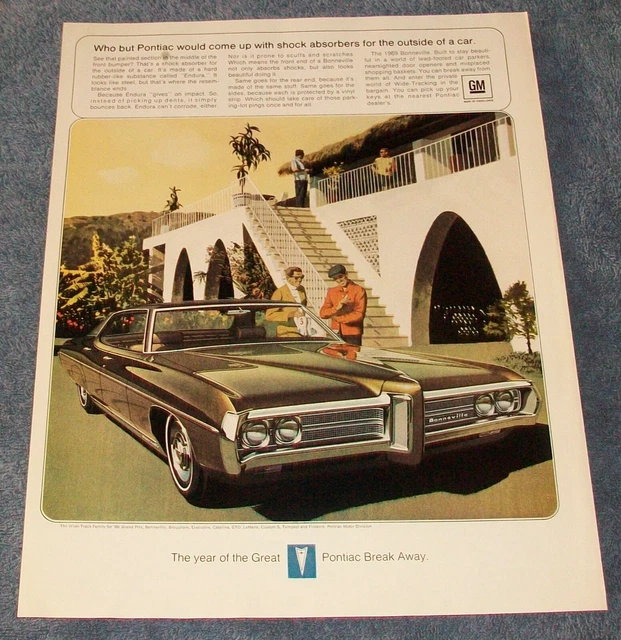 1969 Pontiac Bonneville Vintage Ad "Who But Pontiac Would Come Up With...."