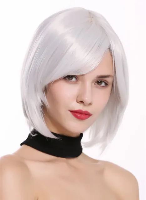 WIG ME UP Damen Perücke Cosplay kurz Bob Longbob glatt grau weißgrau SA091