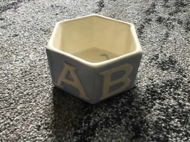 Light Blue/White Haeger Pottery ABC 123 Decorative  Planter Children's Nursery