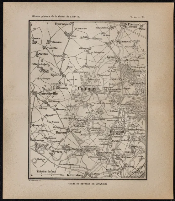 1898ca - Bataille de Coulmiers (Orléans) - Carte ancienne guerre 1870 - Plan