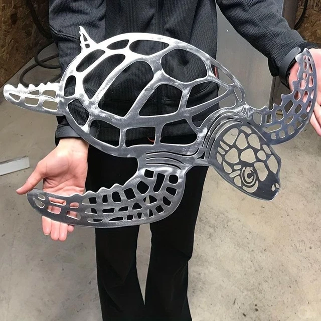 Metal Sea Turtle Ornament Beach Theme Decors Wall Art Adornments Wall Hanging UK