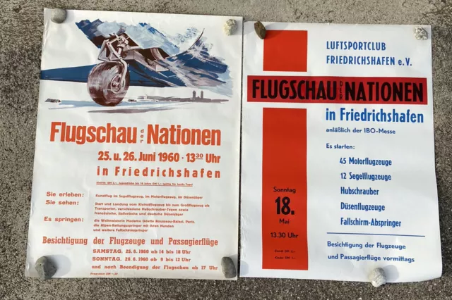 2 Plakate - internationale Luftschau Friedrichshafen 1960 - Flugzeug Luftfahrt