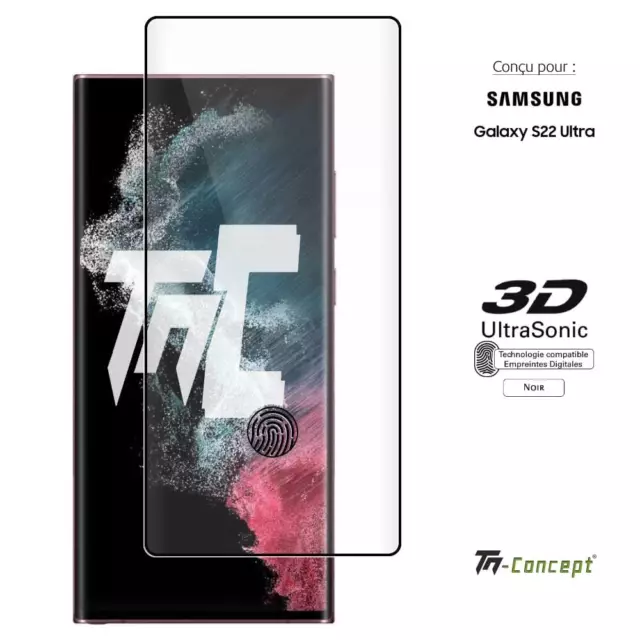 Protège écran TM CONCEPT Verre trempé 3D teinté Samsung S22 Ultra