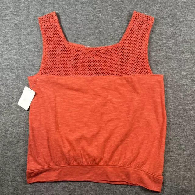 Nuevo con etiquetas Prana para mujer Abbott Pass camiseta sin mangas crochet flor algodón orgánico talla S