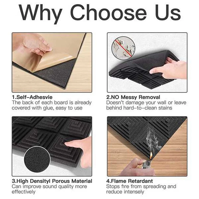 24oam Panel,Noise Reduction Mat,for Music Studio Bedroom Home,Etc,5X30X30cm T9S9 3