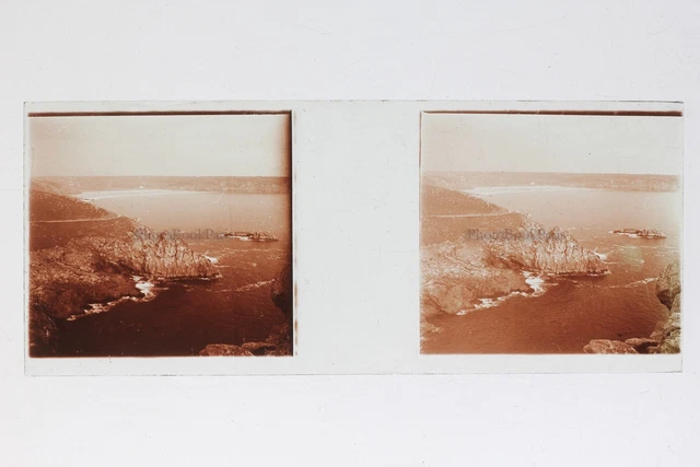 France Paysage rocheux La Mer Photo Stereo T2L8n3 Plaque de verre Vintage