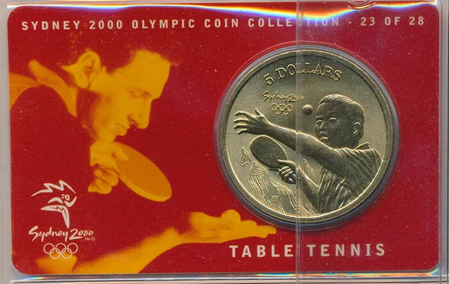 Australia 2000 $5 Sydney Olympics Table Tennis, 23 of 28 UNC in RAM Card, Cat$15