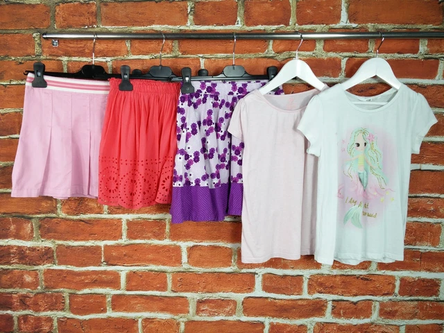 Girls Bundle Age 6-7 Year Cherokee H&M Skirts T-Shirts Summer Pink Denim 122Cm