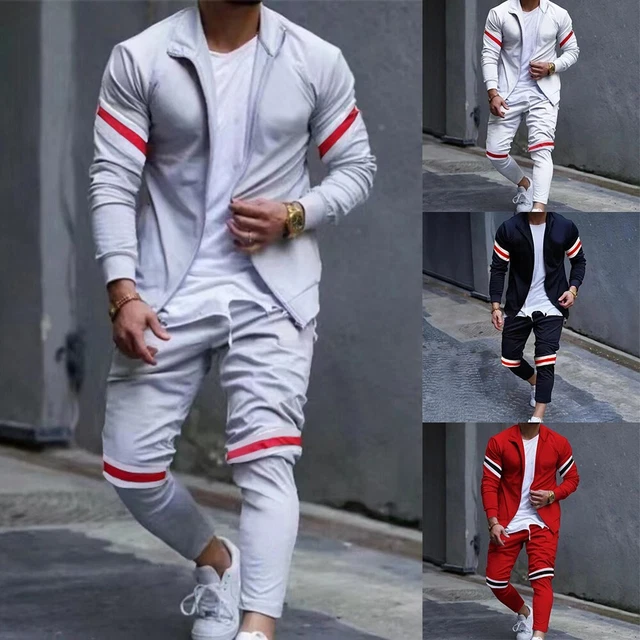 Uomo Pantaloni Della Tuta Top Regular Slim Fit Abbigliamento Sportivo 2PCS Set