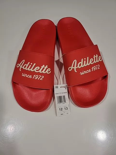 Adidas Adilette Shower Slides Vivid Red Men's Us Size 12 Womens 13