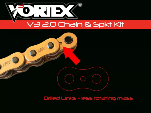 V3 Chain & Sprocket Kit Gold RX Chain 520 16/47 Hardcoat Aluminum Vortex CKG6293 3