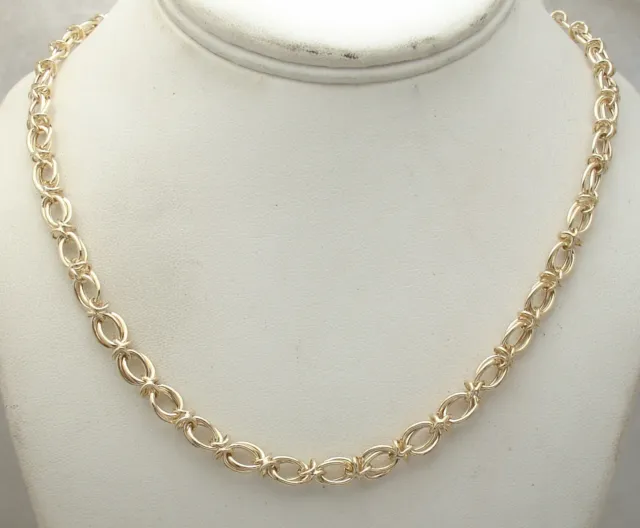 Technibond Double Oval Link Chain Necklace 14K Yellow Gold Plated Silver