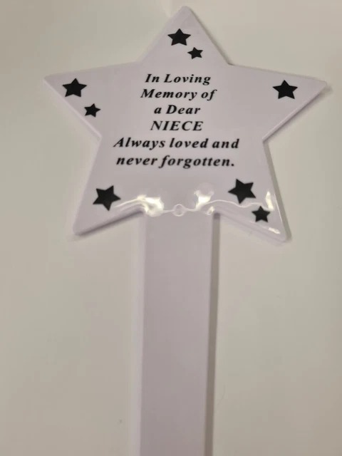 Niece Memorial White Star Stake Grave Marker Garden Remembrance Spike