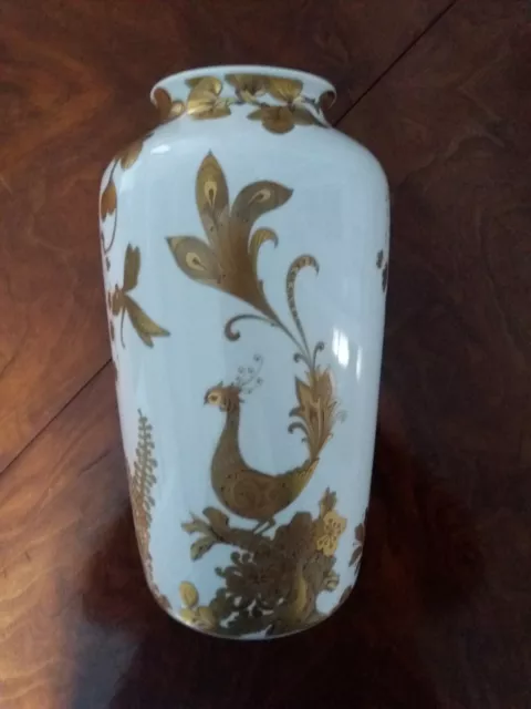 Vase AK Kaiser Serenade Nr. 41, 24 Karat Golddekor Paradiesvogel Blumen H 29 cm