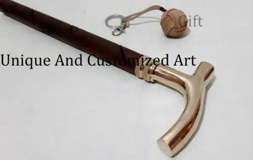 Victorian Walking Stick Solid Derby Brass Handle Wooden Cane Handmade Style gift