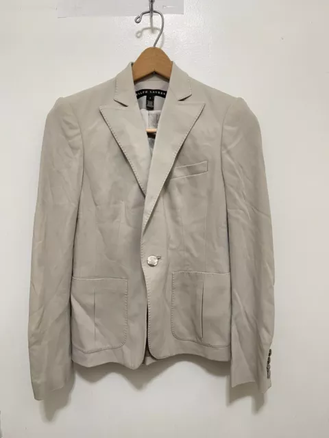 WOMENS RALPH LAUREN Black Label Wool Light Gray Shiny buttons Jacket SZ 2 Blazer