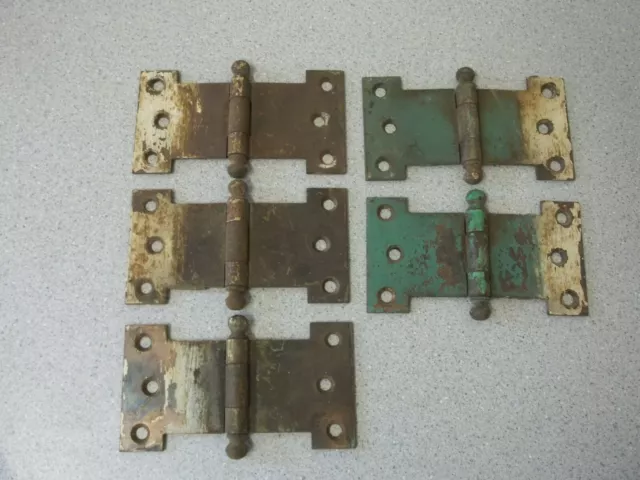 Antique Vintage door Hinges National Mfg Co hinges 5 total with old farm paint