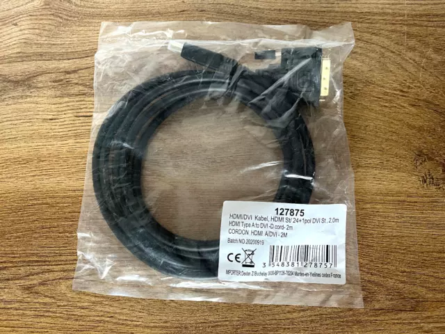 2m HDMI to DVI Kabel (HDMI A to DVI-D)