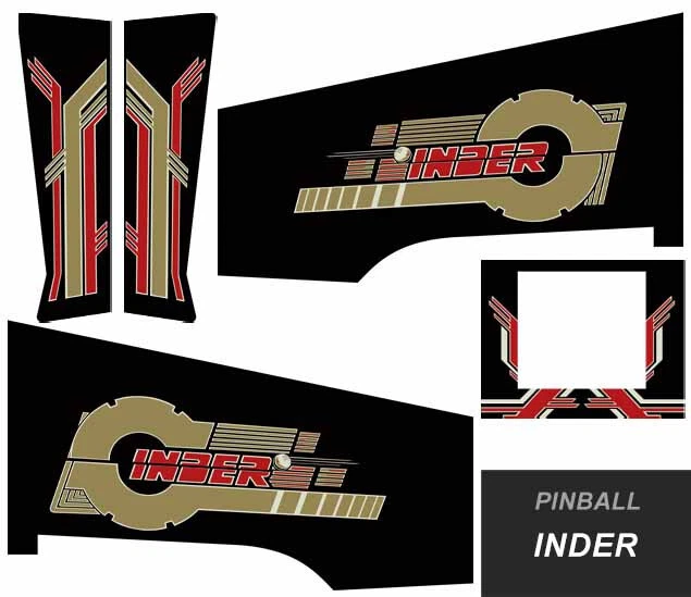 INDER Pinball Cabinet Decal set for Mundial 90 - 250 cc - Atleta, Etc...