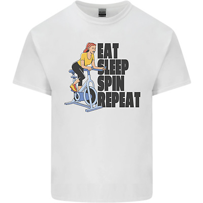 SPINNING EAT SLEEP SPIN ripetere Ciclismo da Uomo Cotone T-Shirt Tee Top