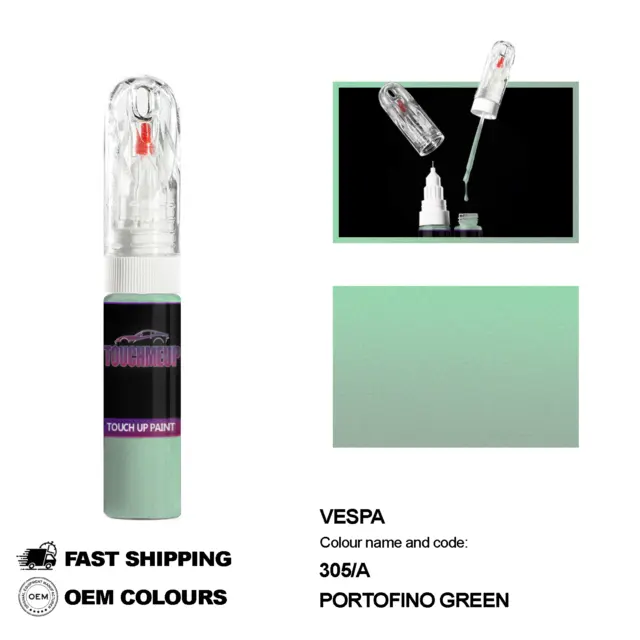 Para Vespa Modelos Portofino Verde 305 Pintura De Retoque Bolígrafo Kit De...