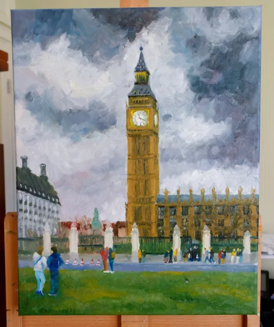 London Big Ben Great Bell Original Oil Painting canvas 16x20 Painted JSArt 2