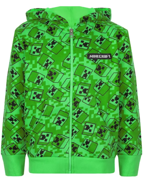 Minecraft Creeper Jungen Grüner Kapuzenpullover mit Reißverschluss