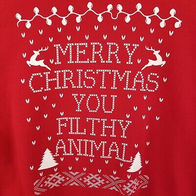 Merry Christmas Ya Filthy Animal Ugly Sweater Red Crewneck Sweatshirt