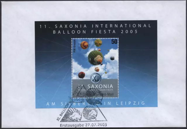 Privatpost 2005 PIN  Sachsen "SAXONIA Balloon Fiesta" Ballonfahrt, Block 2  FDC