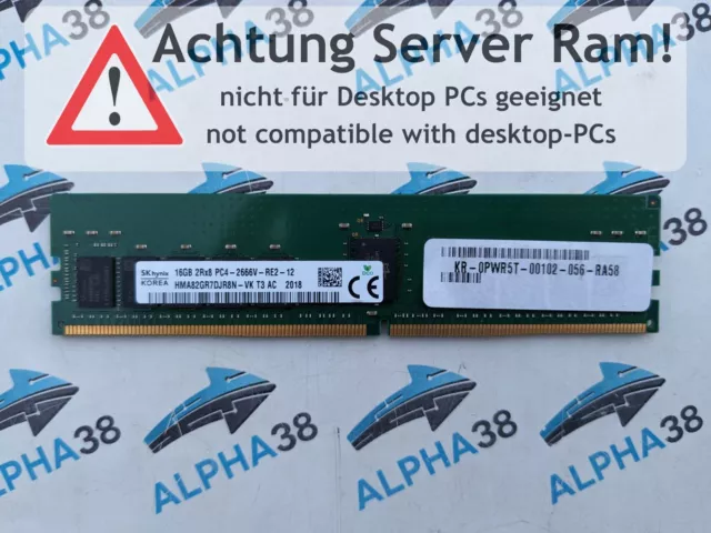 SK Hynix 16 GB DDR4-2666 PC4-21300V-R HMA82GR7DJR8N-VK 2Rx8 1.2 V Server RAM