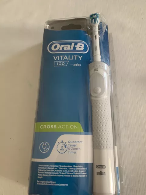 Oral-B Vitality Cross Action Rechargeable Electric Toothbrush Timer White