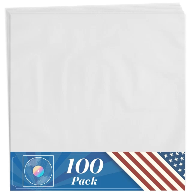 100 Anti Static Inner Record Sleeves for Vinyl LP Records (12 inch, Squ...