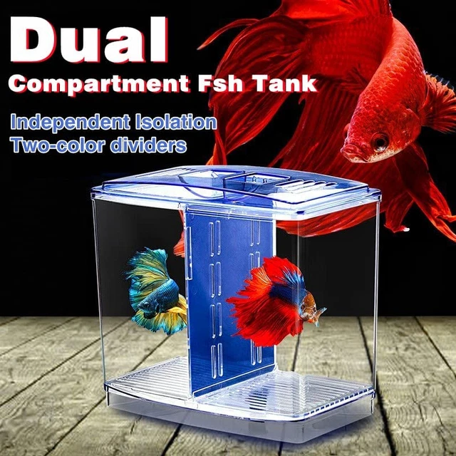 Betta Fish Tank - Mini Betta Bowl Kit Small Aquarium with Divider - 2/5 Gallon - 9